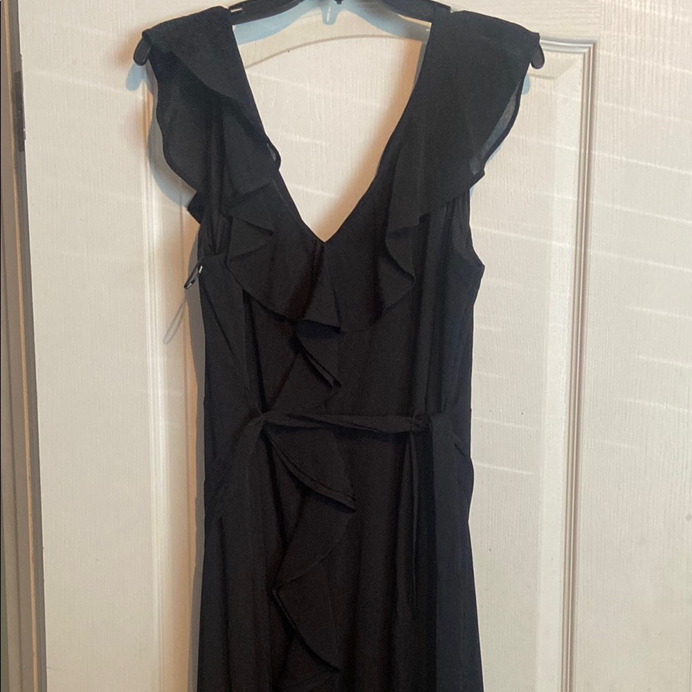 Elegant DKNY Black Ruffle Hi-lo Dress NWT